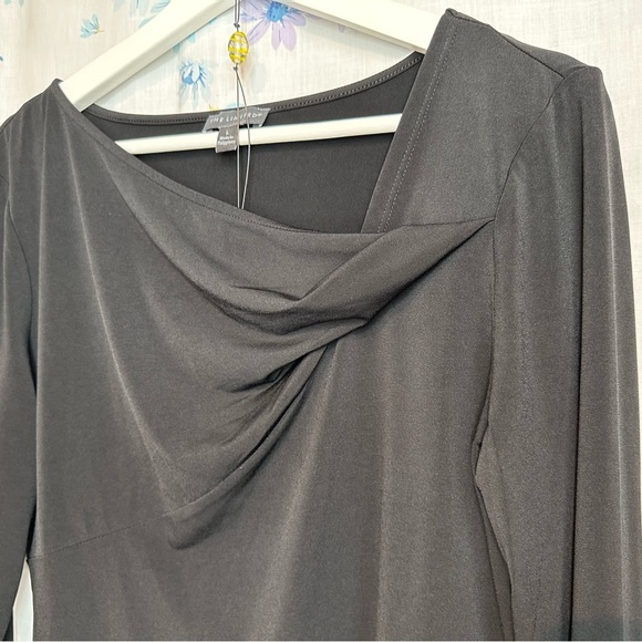 THE LIMITED - Women's STRETCH TOP Long-Sleeves Sz L - Solid BLACK - Picture 3 of 6